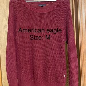 American Eagle Outfitters Women's Deep Red Crew Neck Sweater